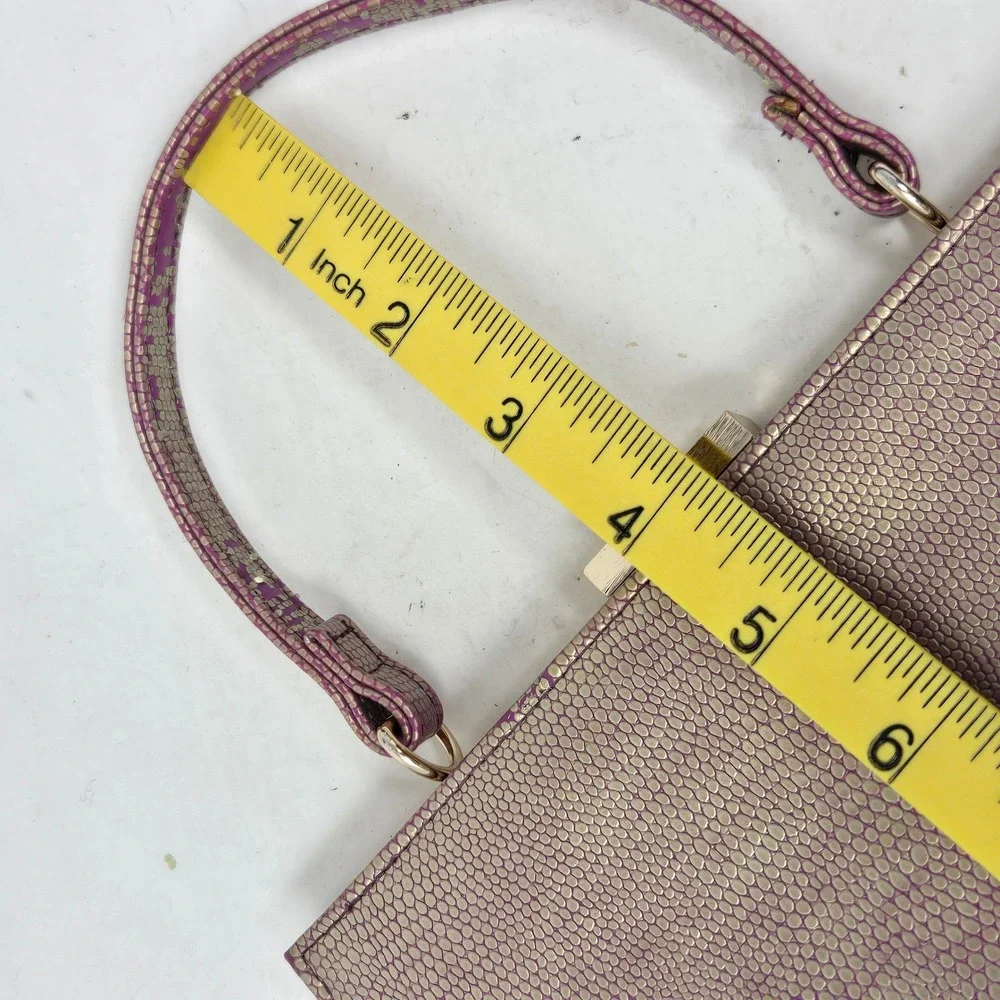 Carlos Santana Metallic Gold‎ Purple Snakeskin Embossed Frame Clutch Handbag